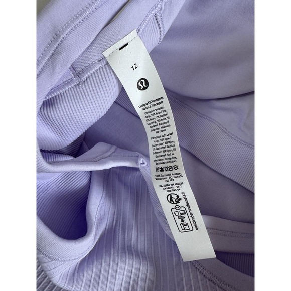 New Lululemon Ebb to Street Tank Top Size 12 W/Bra Hip Length Lavender Frost NWT - Picture 6 of 9